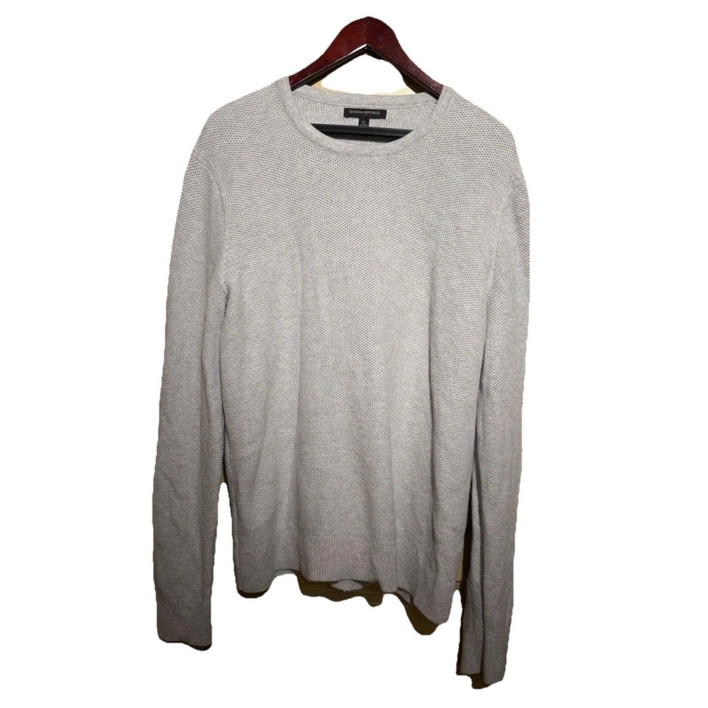 Banana Republic Unisex Gray Textured Knit Crewneck Sweater Size XL